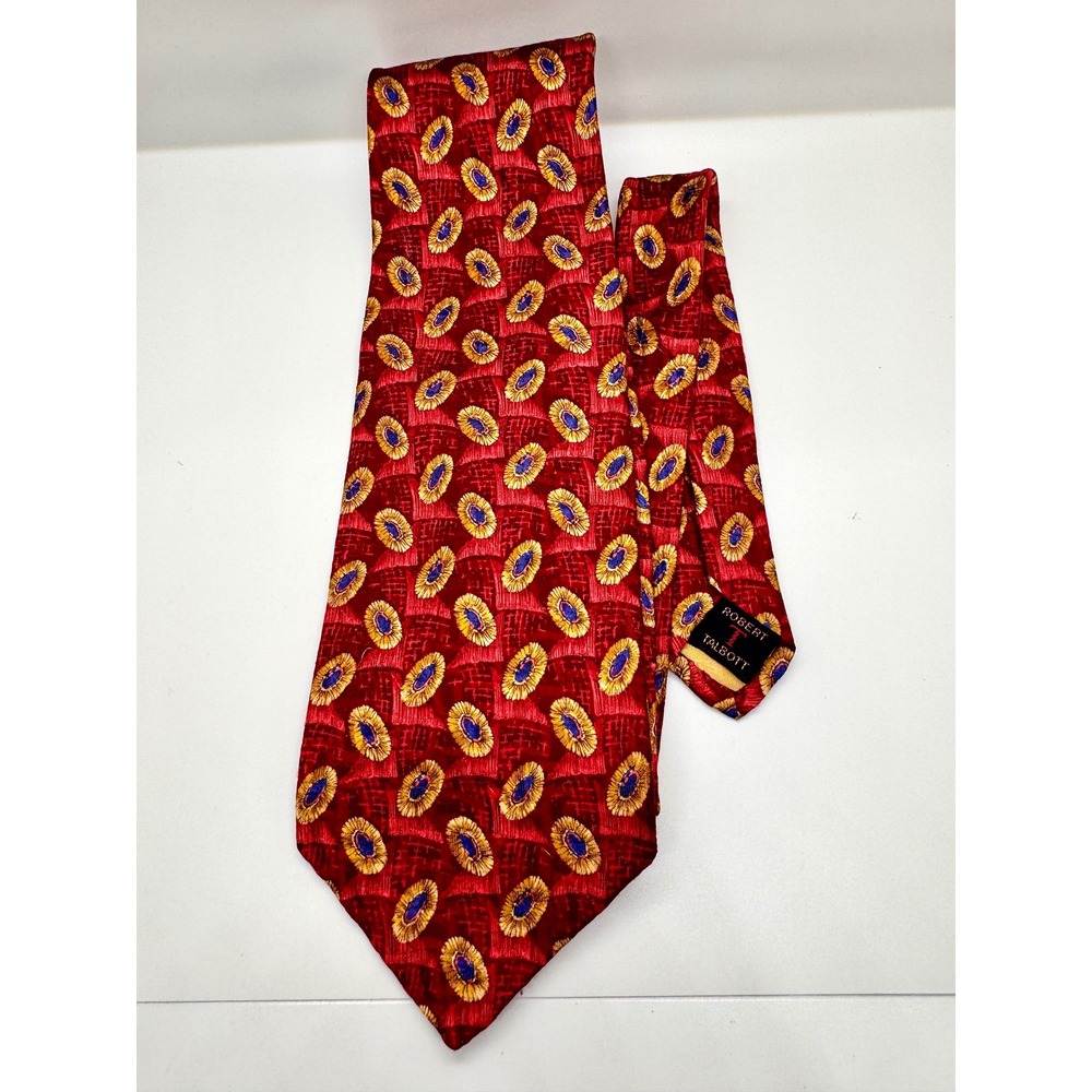 Robert Talbott Best of Class‎ Nordstrom Silk Tie Red Gold Medallion Geometric